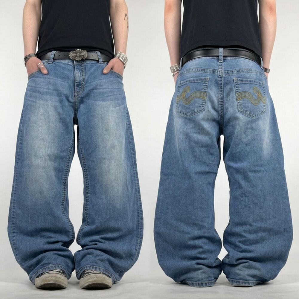 Vintage y2k grunge archive faded baggy bootcut embroidered skater jeans